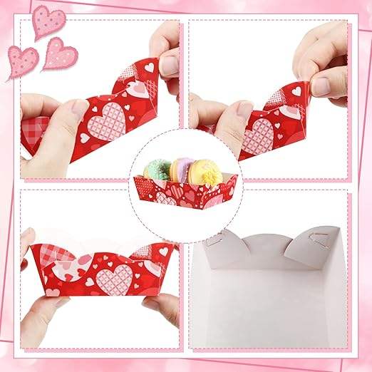 Pieces Valentine's Day Party Supplies Disposable pink Food Decoration Paper Plates for Wedding Birthday Party Food Trays