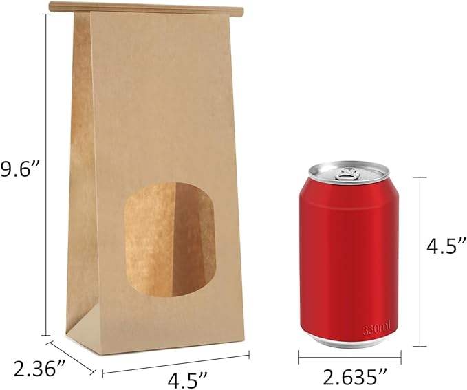 Window Kraft Paper Bag Tin Tie Label Lock Bag for Sandwich Candy Cookies Custom Bread Bags