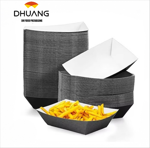 3-pound Paper Food Trays Disposable Nachos Burritos Licensed Christmas Party Supplies Kraft Paper Boat (black)