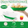 3-pound Paper Food Trays Disposable Nachos Trays Burritos Licensed Christmas Party Supplies Kraft Paper Boat (Green)
