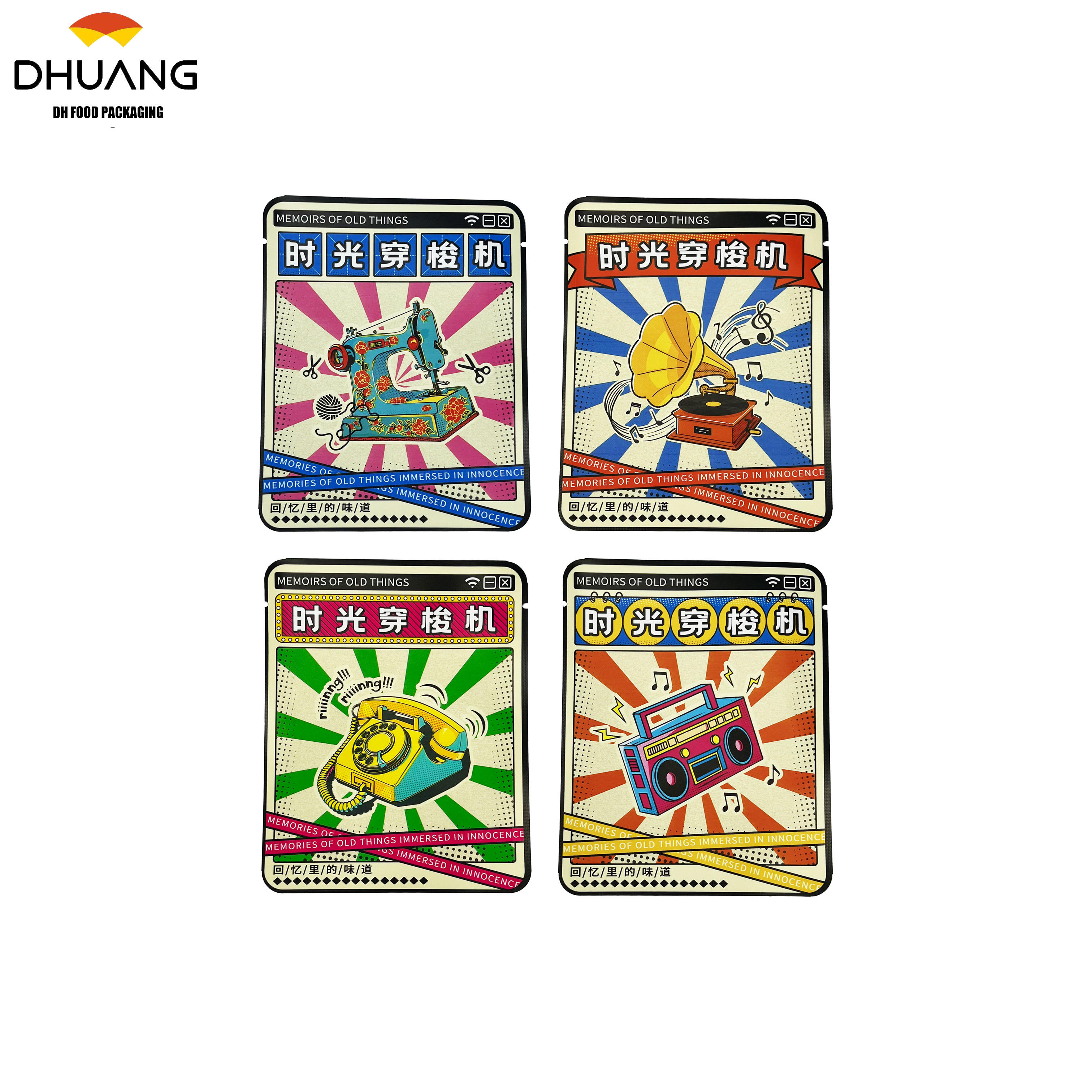 Hang-a-lace Coffee Bag with Retro Shuttle Pattern Moisture-proof Coffee Powder Packaging Food-grade Coffee Bags