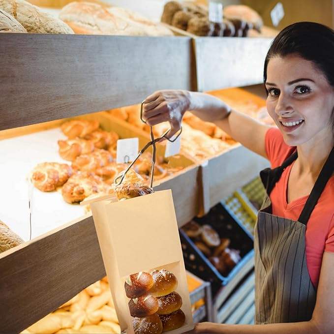 Windowed Bread Bag That Can Be Resealed and Has a Label Lock for Bread Storage Leather Paper Custom Bread Bags