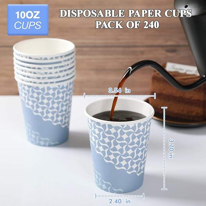 Disposable 10 Oz Paper Coffee Cups Kraft Material Biodegradable PE Paint Coat for Hot Cold Beverages Coffee Cup