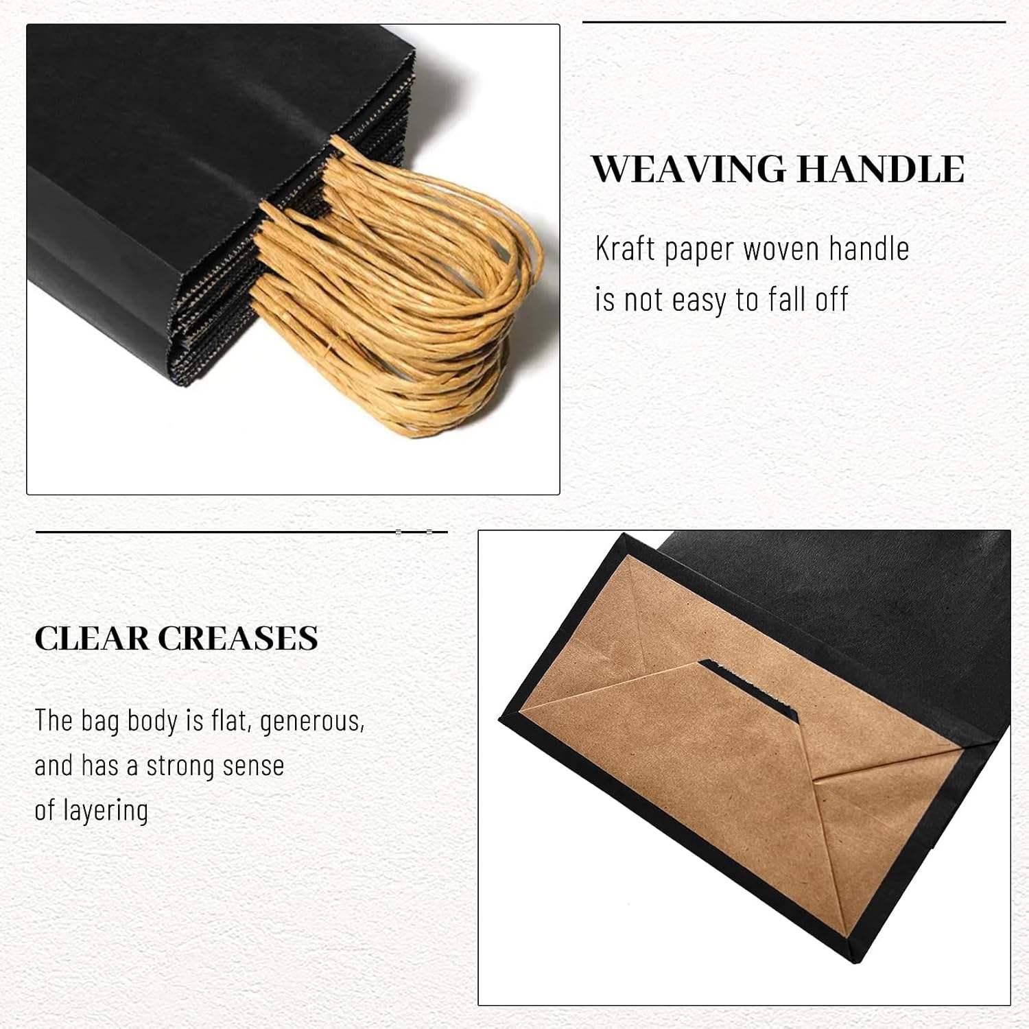 Gift Bag Paper Bag With Handle Kraft Paper Shopping Lunch (black) Custom Paper Bags
