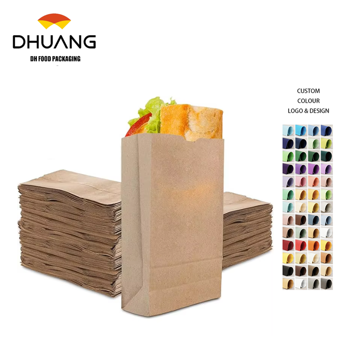 Kraft Brown Paper Bags for Packing Breakfast Food Snack or Lunch Items - Blank Bulk Pack Disposable Shopping Bag