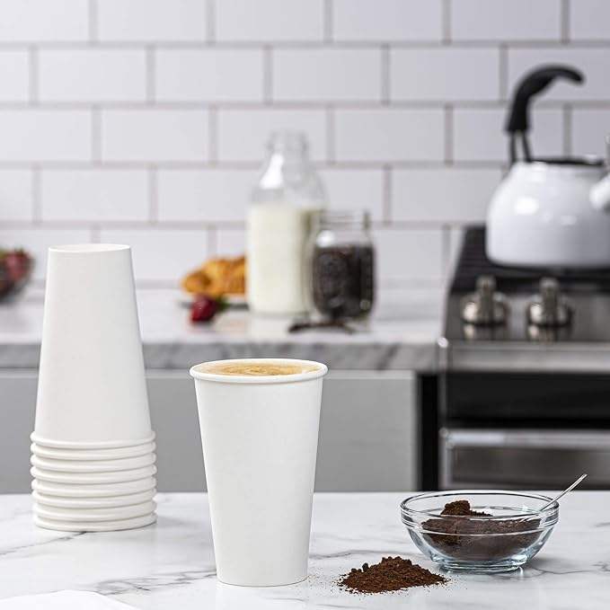 Disposable White Paper Cups for Eco-friendly Hot Beverages Available for Customization and Printing Coffee Cup