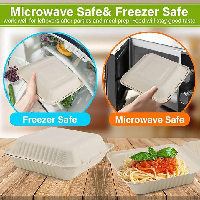 Disposable Heavy-Duty Clamshell Food Container Made Environmentally Friendly Biodegradable Sugarcane Fiber Paper Target Audience