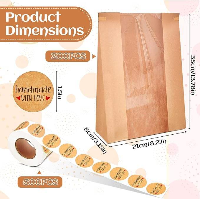 Window Paper Cookie Bag Tinfoil Label Lock Bag Suitable for Baked Goods Custom Bread Bag