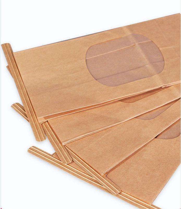 Food-Grade Sealed Kraft Paper Bag with Clear Window for Toast and Baked Goods Custom Bread Bags