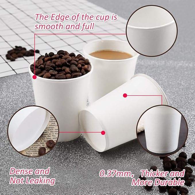 150 Packs of 8oz Paper Cups, 8oz Disposable White Hot Coffee Paper Cups