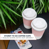 80 Sets of 12 oz Disposable Coffee Cups with LIDS Resealable LIDS Prevent Leaks Travel Insulated Hot Drink Cups