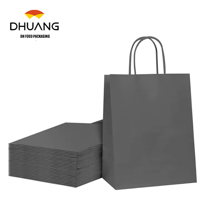 Black Paper Gift Bag with Handle Bulk Candy Retail Bag for Birthday Wedding Elegant Black Color Shopping Bag