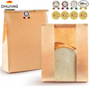 120Pcs Large Window Kraft Paper Bread Bag Food Storage Bag Cookies Bakery Snacks 480 Label Seal Stickers Custom Bread Bags