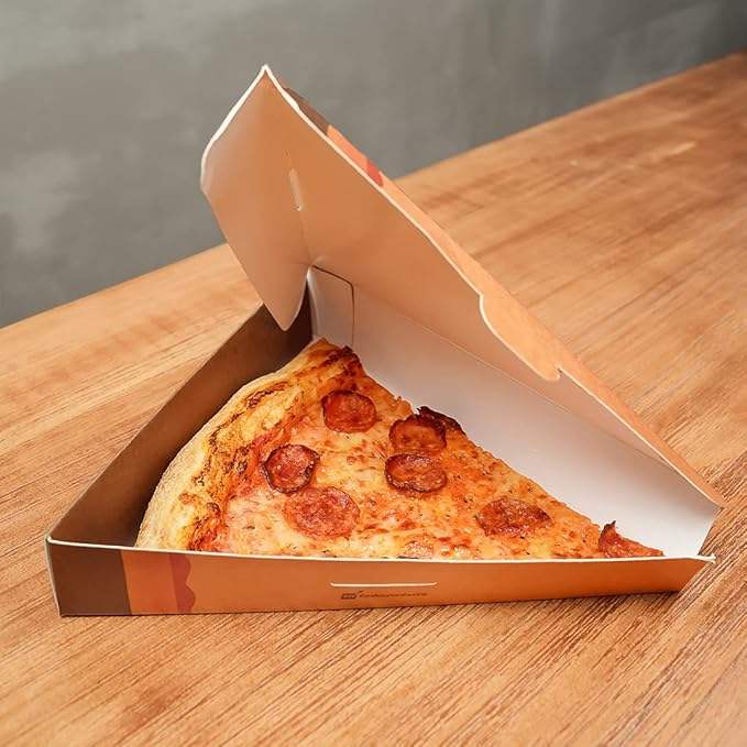 Pizza Box Clamshell Pizza Slice Container - Greaseproof Label Lock Kraft Paper Single Recyclable Custom Pizza Boxs
