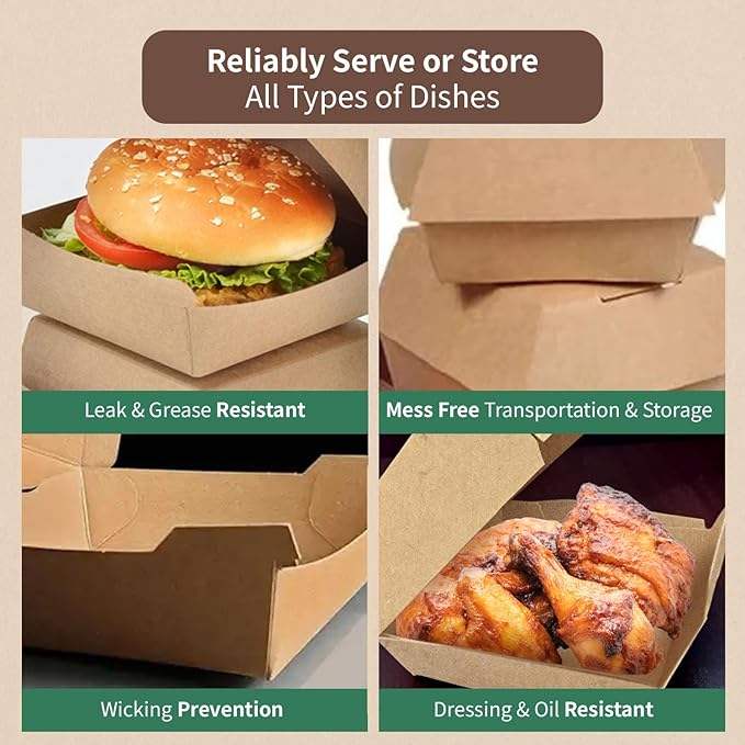 Clamshell and Vent Clamshell Containers, Recyclable Cardboard Boxes Catering Disposable Packaging Boxes Burger Box