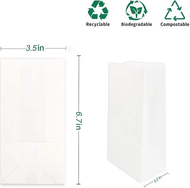 Small White Paper Bag Mini Wrapping Paper for Party Favors for Sandwiches Popcorn Snacks Cookies Bread Bags