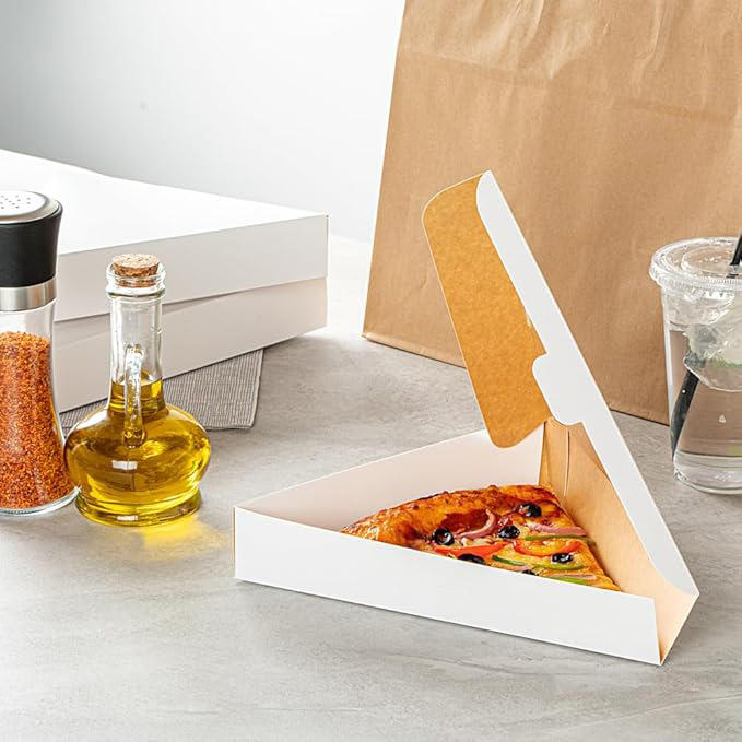 Clamshell Pizza Slice Container - Oil Proof Label Locks White Paper Separate Pizza Boxes for Restaurants Custom Pizza Boxs