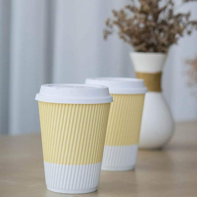 Disposable Coffee Mug with Lid 12 oz to Go Coffee Mug with Resealable Lid for Travel-insulated Hot Drinks Coffee Cup