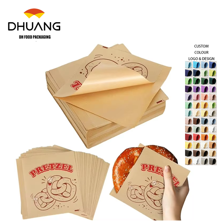 Double Open Pocket Greaseproof Packaging Paper Bag for Sandwich Wrap for Snacks Food Biscuits Chocolates Oil-proof Paper Bag