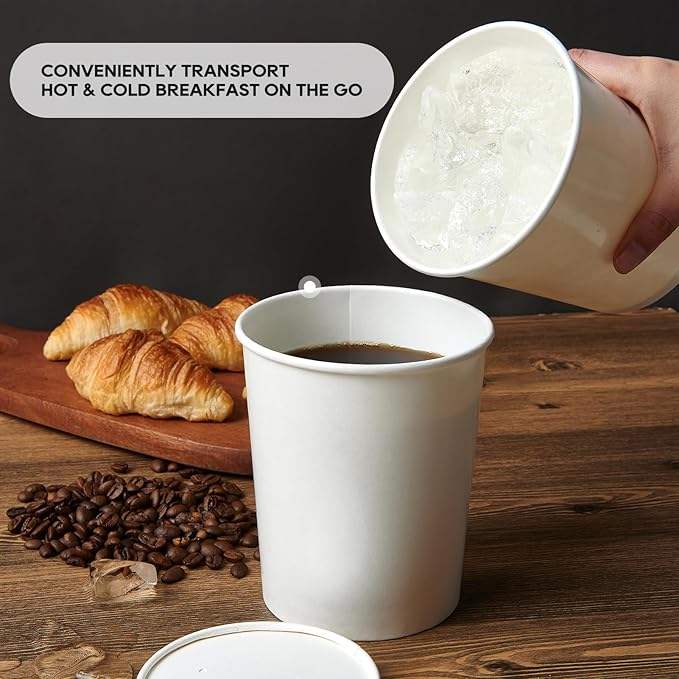 Paper Soup Container with Lid Disposable Food White Ice Cream Bowl Paper Food Storage Custom Paper Cups