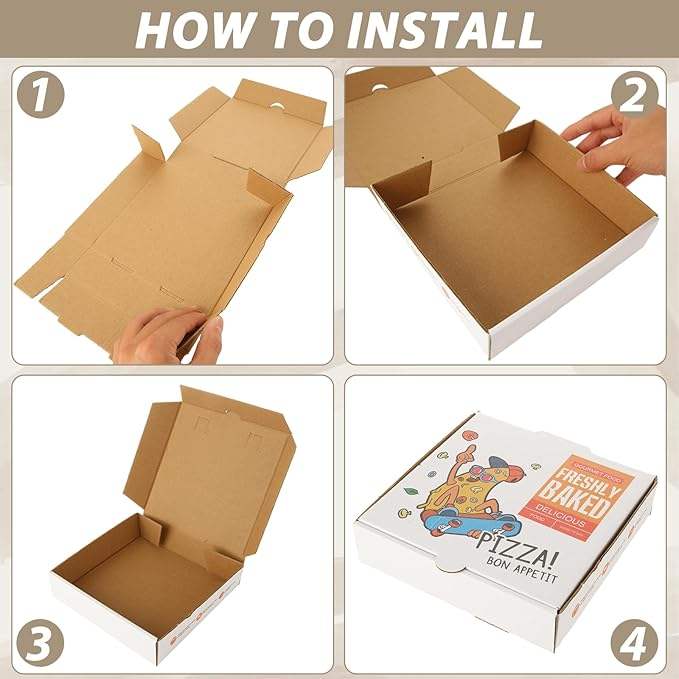 White Kraft Corrugated Pizza Cardboard Food Container Delivery Box Pizza Cake Cookies Custom Pizza Boxs