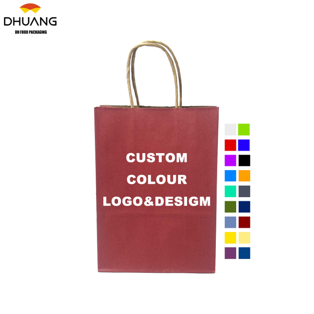 Customized Kraft Paper Bags for Simple Packaging of Candies Color Scheme Gift Bags for Retail Sale Shopping Bag