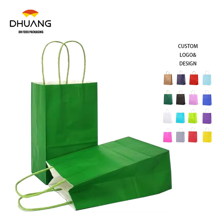 Medium Kraft Paper Gift Bags with Handles Green Recycled Materials Offset Printing Custom Logo for Crafts Use Shopping Bag