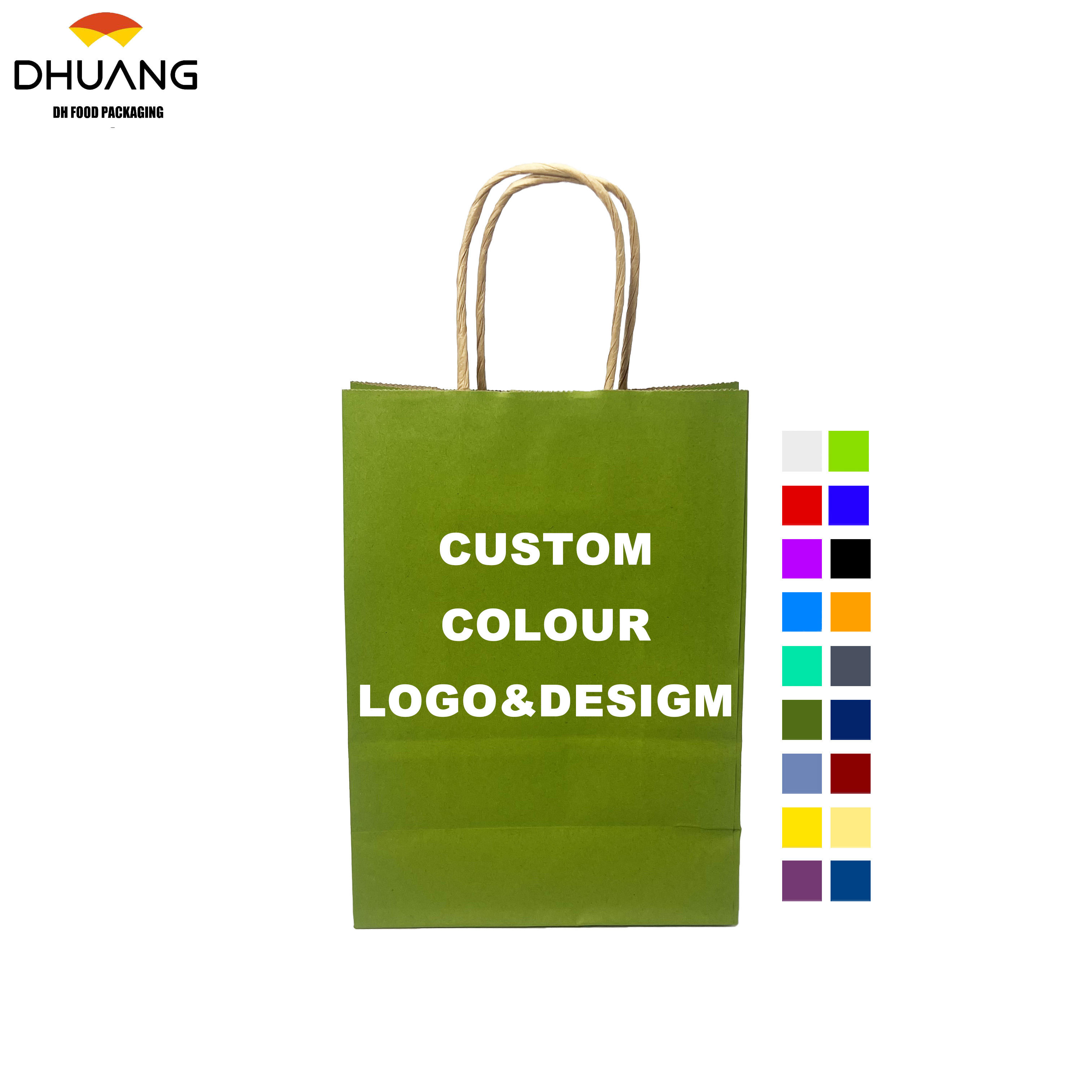 Customized Printed LOGO Cowhide Paper Bags - Simple Candy Color Scheme Gift Bags for Retail Sale Shopping Bag