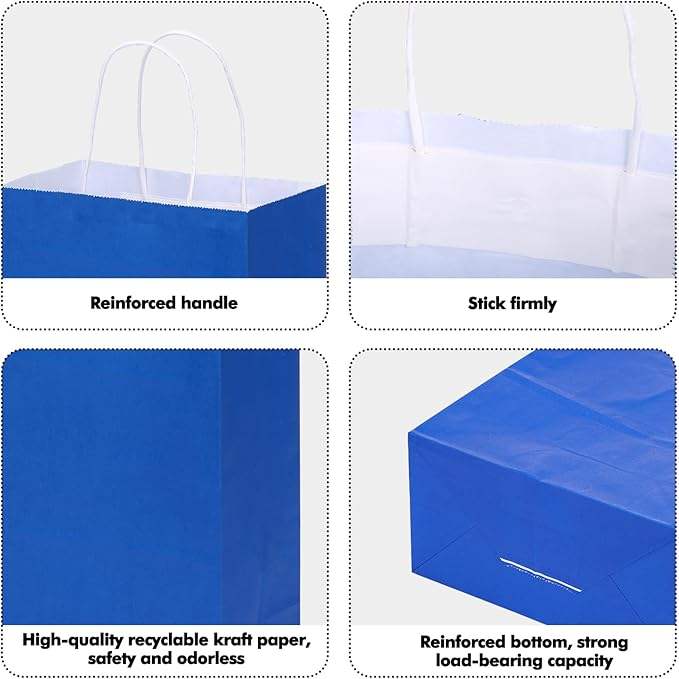 Medium Brown Paper Bag with Handle Blue Color for Parties and Corporate Events