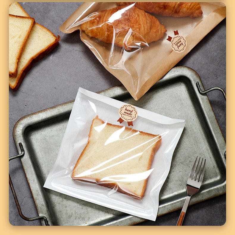 Hot sealed Bread Bag with Window Suitable for Egg Sandwiches Donuts Biscuits Packaging Custom Bread Bags