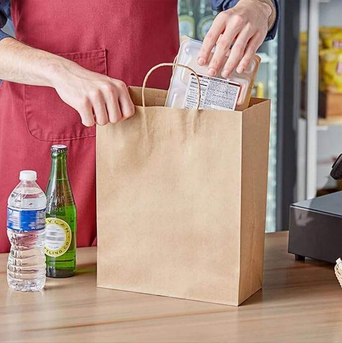 Brown Kraft Paper Bag with Handle Multiple Sizes Customizable Pattern logo for Retail Bag Shopping Bags