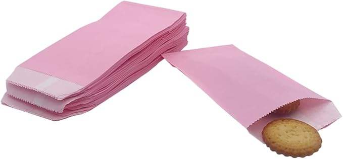 Pink Greaseproof Wax Healing Bag for Bread Cookies Candies Chocolate Pastry Snacks Elegant Paper Packaging Custom Bread Bags