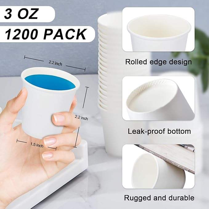 Small Disposable Mini White Paper Cups 3 Ounce Espresso Cups for Parties Travel Events Mouthwash Cups for Convenient Use