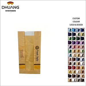 Bring Your Own logo Custom Bread Kraft Paper Bag with clear Window Toast Paper Bag Oil-proof Paper Bag