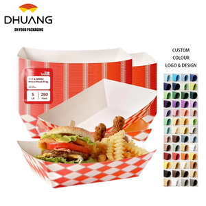 5 Pound Paper Food Tray Disposable Red Check Oil Resistant Party Picnic Carnival, Corn Chips.
