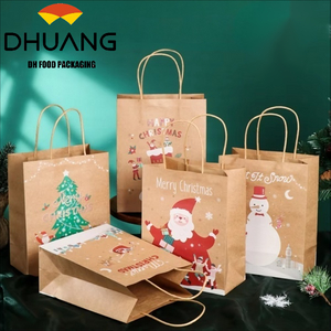 In Stock Christmas Kraft Paper Bag for Candy Apple & Food Gift Packaging Enhanced with Flexo Printing Customizable Logo
