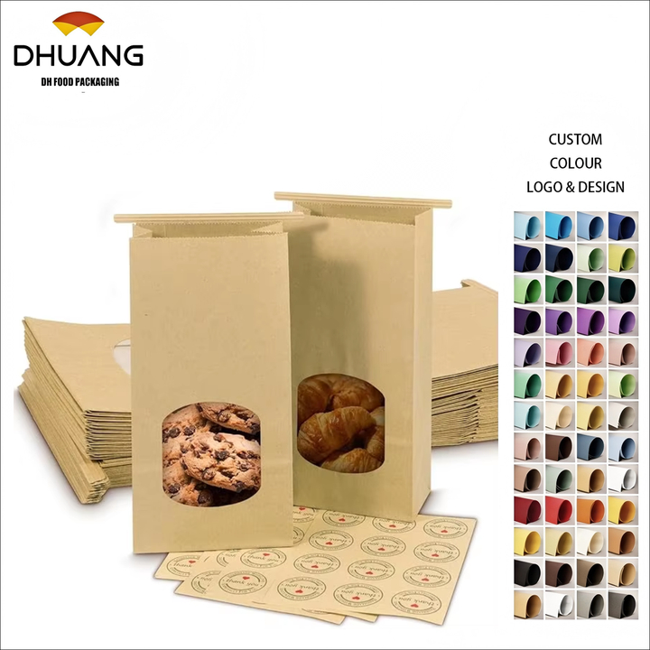 Windowed Bread Paper Bag - Suitable for Storing Food Aluminum Zipper Label Lock Bag Custom Bread Bags