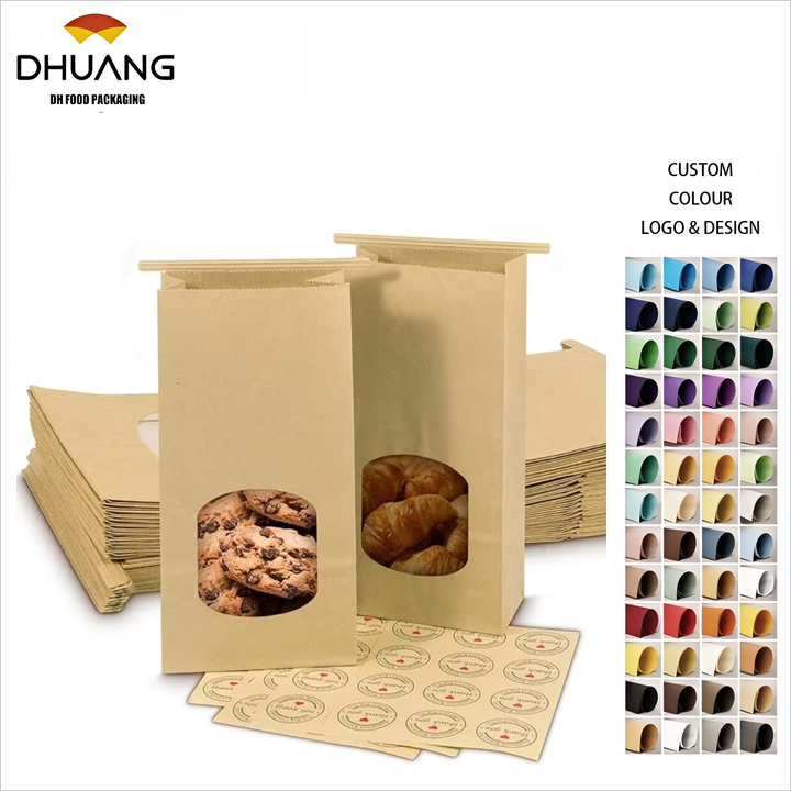 Windowed Bread Paper Bag - Suitable for Storing Food Aluminum Zipper Label Lock Bag Custom Bread Bags