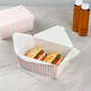 Durable Disposable Pink and White Striped Paper Takeout Container 98 oz Food Container for Takeout Food Box