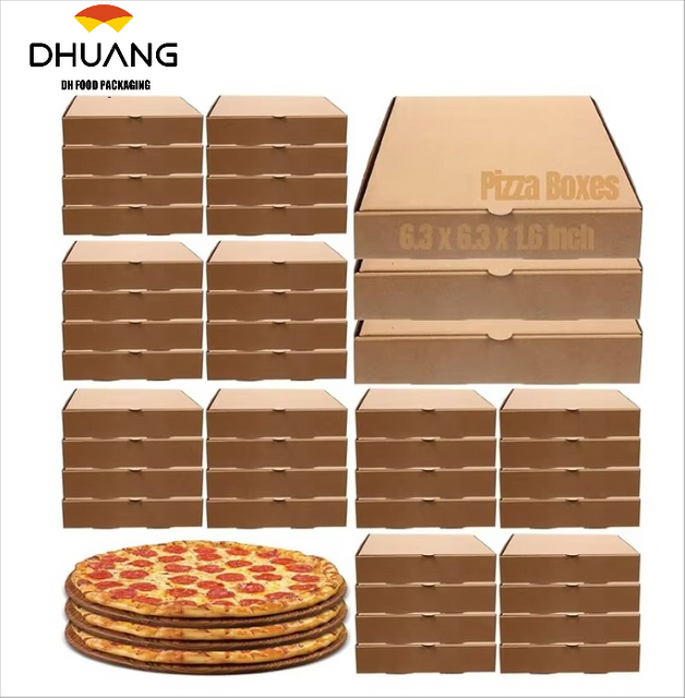 Small Pizza Box Lock Corner Clay Coating Thin Reusable for Mini Pizzas Cookies Cake Parties Weddings Custom Pizza Box