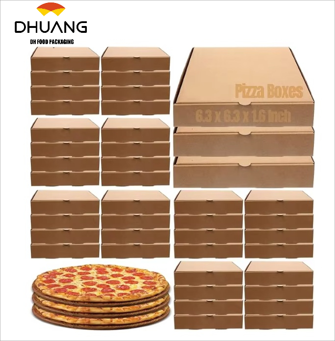 Small Pizza Box Lock Corner Clay Coating Thin Reusable for Mini Pizzas Cookies Cake Parties Weddings Custom Pizza Box