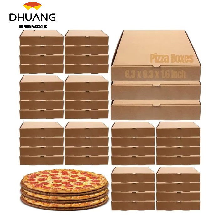 Small Pizza Box Lock Corner Clay Coating Thin Reusable for Mini Pizzas Cookies Cake Parties Weddings Custom Pizza Box