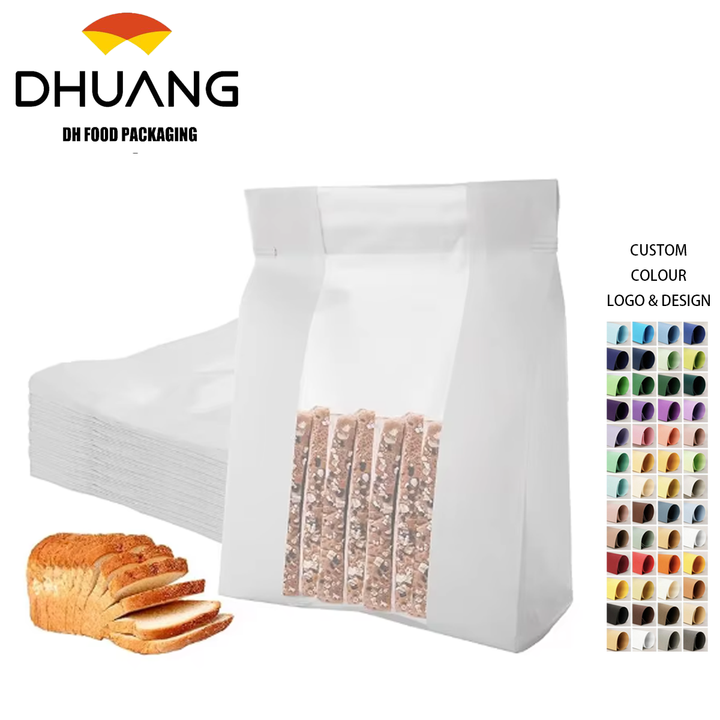 Beautifully Crafted Brown Window Paper Bag Charming Tin Tag Lock for Freshly Baked Cookies Crunchy Snacks Custom Bread Bags