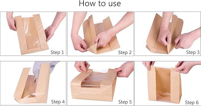 with Window Brown Paper Bread Bag for Bread Packaging Storage Label Seal for Cookies Sandwich Custom Bread Bags