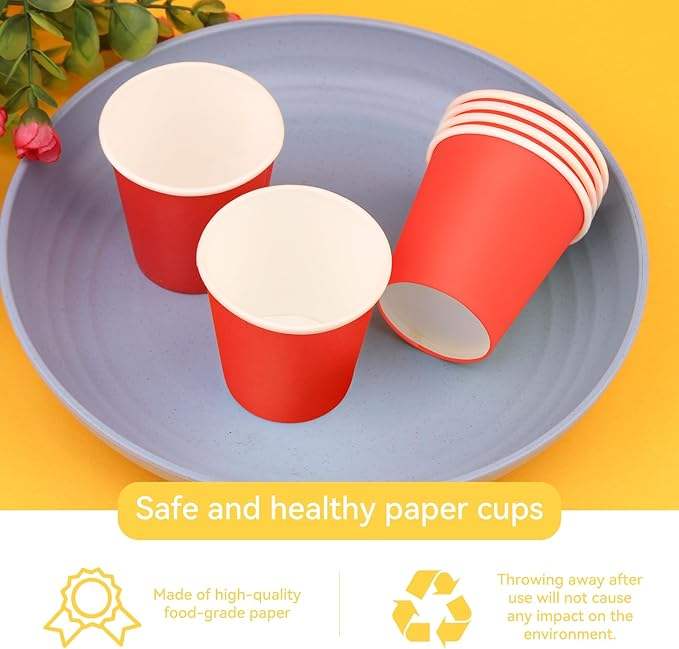 Red Paper Cups Mouthwash Disposable Bathroom Small Paper Birthday Parties Picnics Custom Paper Cups