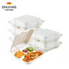 Disposable 3-Compartment Heavy-Duty To-Go Boxes Clamshell Take Out Food Containers Made of Paper & PET Food Box Food Box