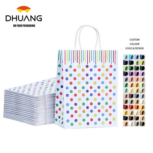 Customized LOGO White Kraft Paper Bags for Packaging - Birthday Parties Picnics Vacation Gatherings Gift Shopping Bags