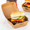 Mini Burger Box Food Container with Hinged Lid Disposable Kraft Paper Takeout Box for Small Burgers or Desserts