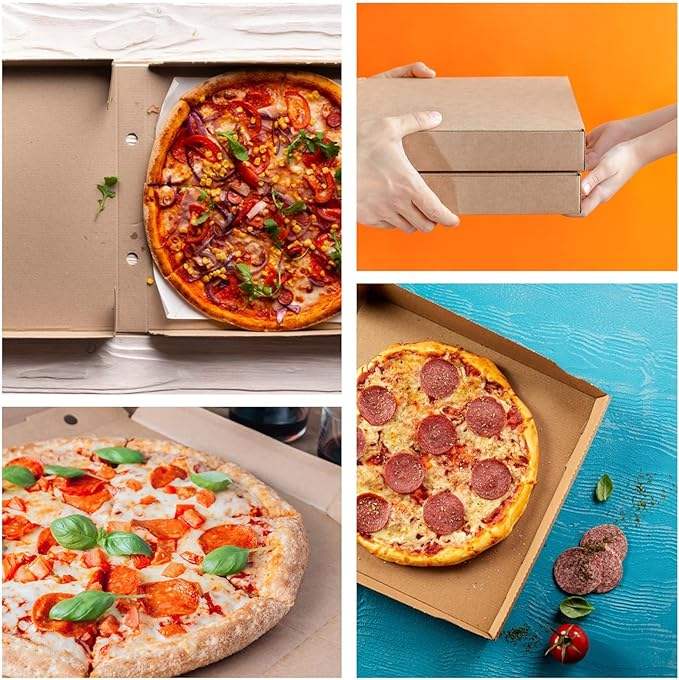 Small Pizza Box Lock Corner Clay Coating Thin Reusable for Mini Pizzas Cookies Cake Parties Weddings Custom Pizza Box