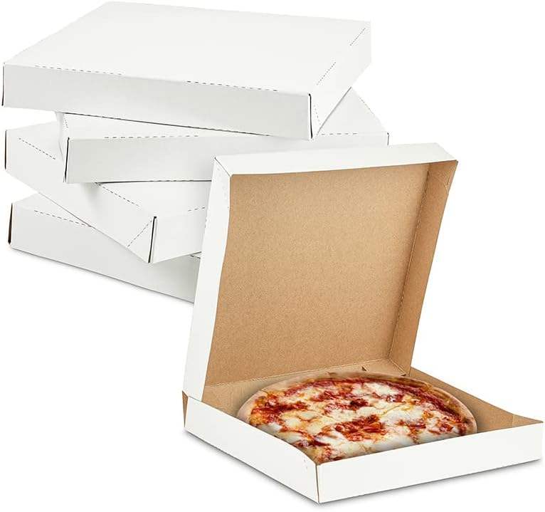 White Pizza Box Clay Coated Cardboard Pizza Box for Cookies Cakes Taco Custom Pizza Boxs
